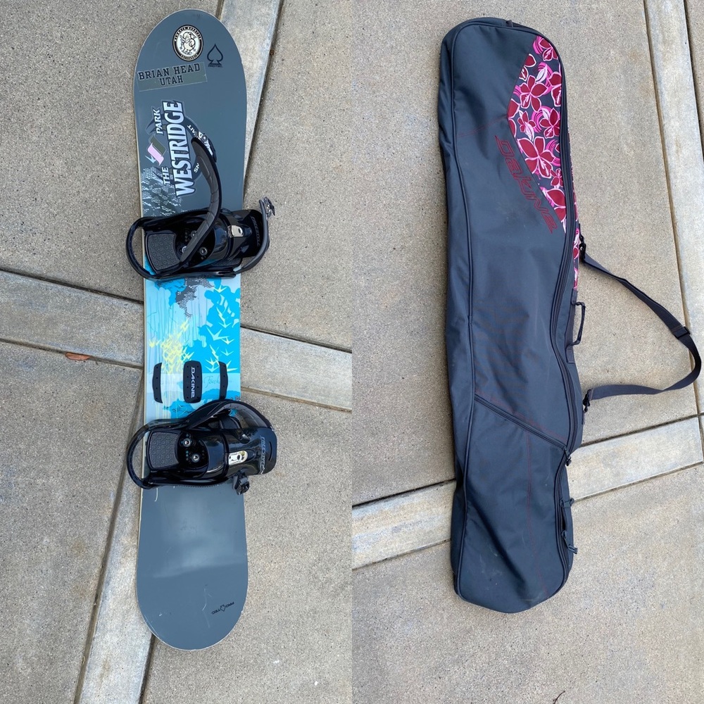 Burton snowboard and bag